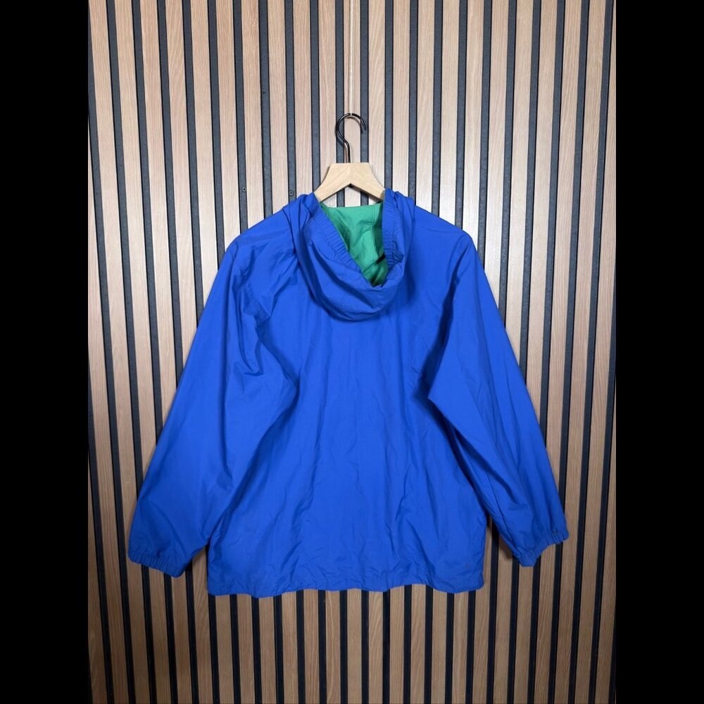 Lands End Reversible Jacket XL Mens Blue Green 100% Nylon Hooded Rain Coat - Picture 2 of 12